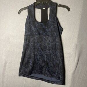 Lululemon Women's Scoop Neck Racerback Tank Top - Navy/Paisley - Size 6‎